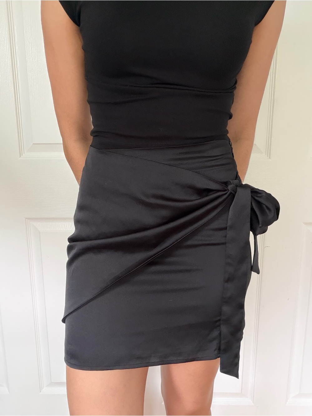 Black Satin Side-Tie Mini Skirt 🖤
